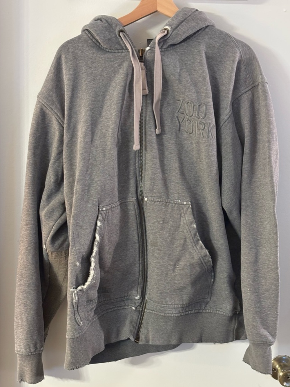 Vintage Zoo York Heather Gray Full-Zip Hoodie with Cowled Hood